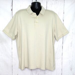 Lands' End Men's XXL 50- 52 Short Sleeve Polo Shirt Traditional Fit Cotton Beige